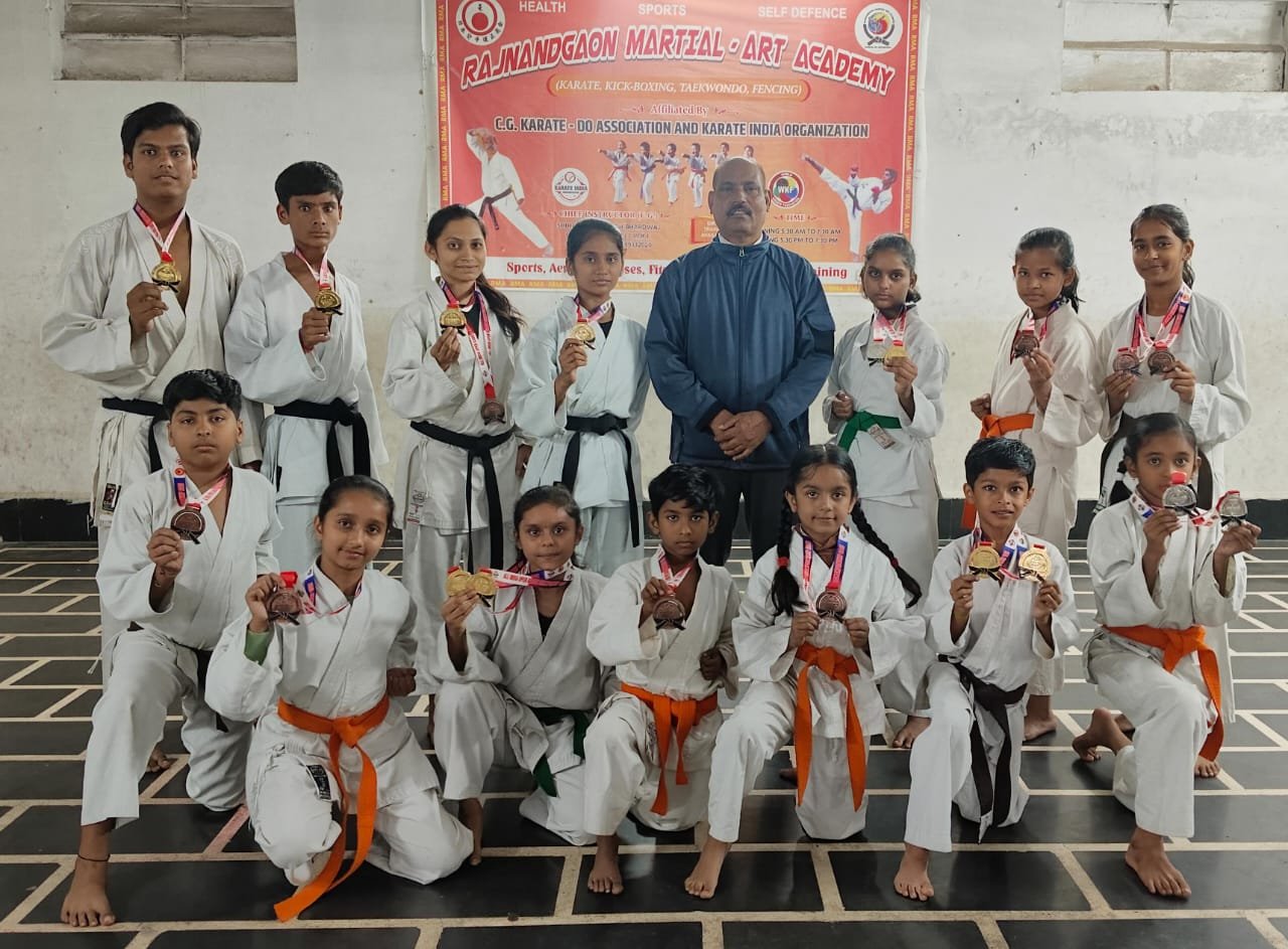 राजनांदगांव : ऑल इंडिया ओपन कराते चौंपियनशिप रायपुर में संस्कारधानी को 24 पदक