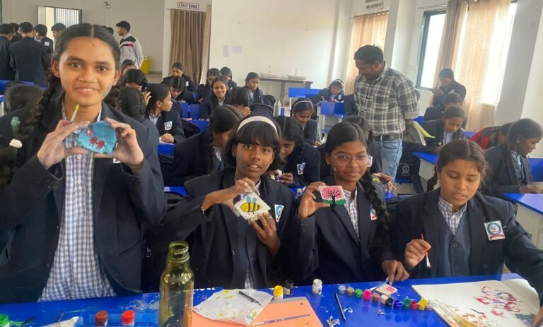 राजनांदगांव : स्टोन आर्ट गतिविधि में प्रयास आवासीय विद्यालय के बच्चों ने पत्थरों को रंगकर पर अपनी कला को उकेरा