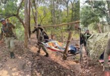 सुरक्षाबलों ने नक्सलगढ़ पुरंगेल में पेश की मानवता की मिसाल, आग से झुलसी महिला को बचाने के लिए चारपाई पर किया रेस्क्यू