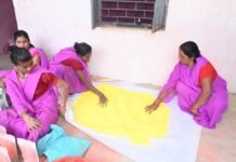 होली के लिए स्व सहायता समूह की महिलाएं बना रहीं प्राकृतिक गुलाल